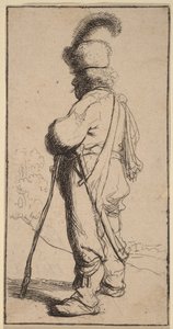 Un Polonais appuyé sur un bâton - Rembrandt van Rijn