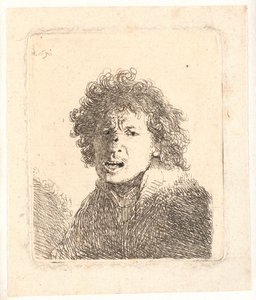 Rembrandt tête nue et bouche ouverte, comme s