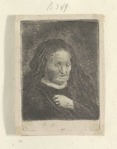 La mère de Rembrandt avec sa main sur sa poitrine: petit buste