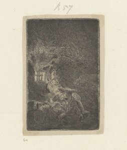 Repos pendant la fuite en Égypte la nuit - Rembrandt van Rijn