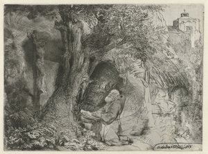 Saint François sous un arbre, priant - Rembrandt van Rijn