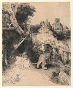 Saint Jérôme lisant dans un paysage italien