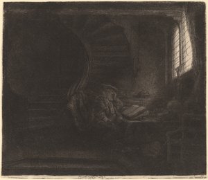 Saint Jérôme dans une chambre sombre