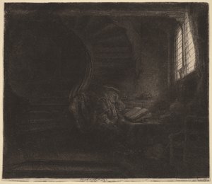Saint Jérôme dans une chambre sombre - Rembrandt van Rijn