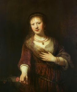 Saskia avec la fleur rouge - Rembrandt van Rijn