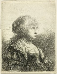 Saskia avec des perles dans les cheveux - Rembrandt van Rijn
