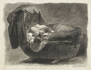 Enfant endormi dans un berceau