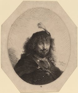 Autoportrait (?) avec Chapeau à Plumes et Sabre Baissé