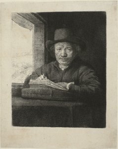 Autoportrait Gravure à une Fenêtre