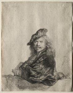 Autoportrait appuyé sur un rebord de pierre, 1639 - Rembrandt van Rijn