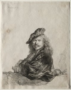 Autoportrait appuyé sur un rebord de pierre, 1639 - Rembrandt van Rijn