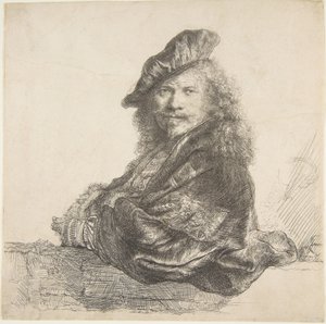 Autoportrait, appuyé sur un mur de pierre, 1639 - Rembrandt van Rijn