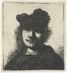 Autoportrait en bonnet et manteau sombre : buste, vers 1631 - Rembrandt van Rijn