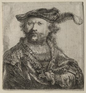 Autoportrait en chapeau de velours avec plume, 1638