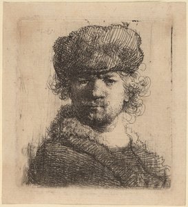 Autoportrait avec une lourde casquette en fourrure - Rembrandt van Rijn