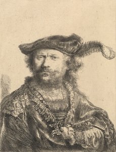 Autoportrait avec un bonnet de velours et une plume - Rembrandt van Rijn