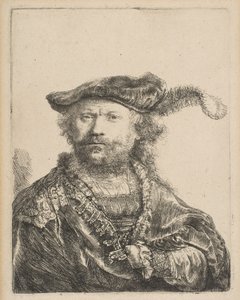 Autoportrait avec un bonnet de velours et une plume, 1638 - Rembrandt van Rijn