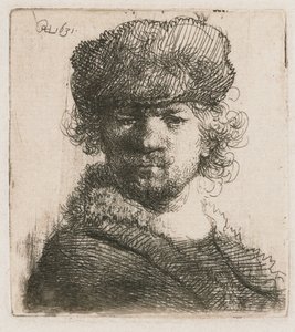 Autoportrait avec une lourde toque en fourrure - Rembrandt van Rijn