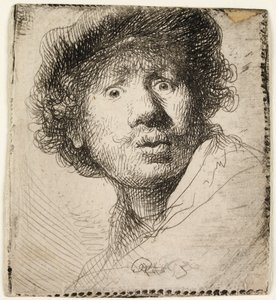 Autoportrait en casquette : bouche ouverte, 1630 - Rembrandt van Rijn