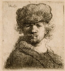 Autoportrait avec une lourde casquette en fourrure : buste, 1631 - Rembrandt van Rijn