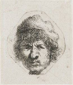 Autoportrait en fronçant les sourcils - Rembrandt van Rijn