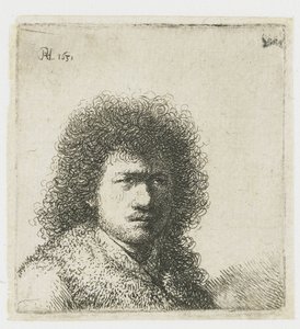 Autoportrait avec cheveux touffus : buste - Rembrandt van Rijn