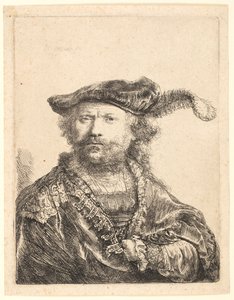 Autoportrait avec un Chapeau de Velours et une Plume - Rembrandt van Rijn