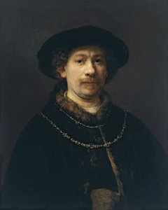 Autoportrait avec béret et deux chaînes en or - Rembrandt van Rijn