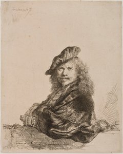 Autoportrait appuyé sur un rebord de fenêtre, 1639 - Rembrandt van Rijn