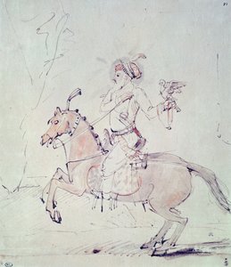 Shah Jehan avec un faucon à cheval