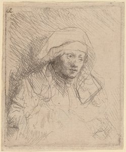Femme malade avec une grande coiffe blanche (Saskia) - Rembrandt van Rijn