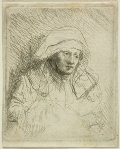 Femme malade avec une grande coiffe blanche (Saskia) - Rembrandt van Rijn