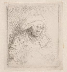 Femme malade portant une grande coiffe blanche (Saskia) - Rembrandt van Rijn