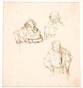 Esquisse avec deux études de femme et une étude d