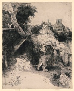 Saint Jérôme lisant dans un paysage italien