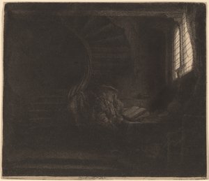 Saint Jérôme dans une chambre sombre - Rembrandt van Rijn