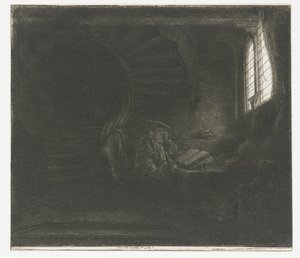 Saint Jérôme dans une chambre sombre