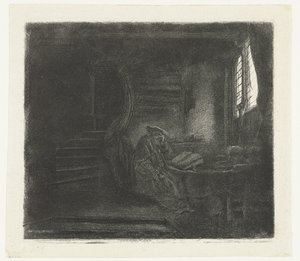 Saint Jérôme dans une chambre sombre