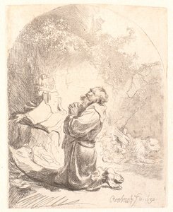 Saint Jérôme priant (impression en arc) - Rembrandt van Rijn
