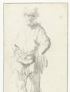 Homme debout avec une pochette - Rembrandt van Rijn