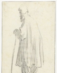 Homme debout avec un bâton, face à gauche - Rembrandt van Rijn