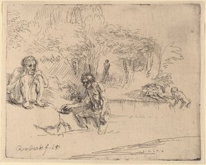 Les baigneurs - Rembrandt van Rijn