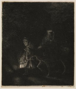 La fuite en Égypte (une pièce de nuit) - Rembrandt van Rijn