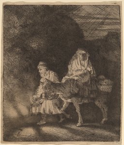 La Fuite en Égypte : une scène nocturne - Rembrandt van Rijn