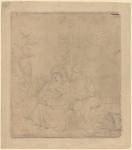 Le repos pendant la fuite : légèrement gravé, 1645 - Rembrandt van Rijn
