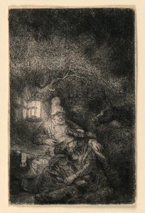 Le repos pendant la fuite en Égypte : une scène nocturne - Rembrandt van Rijn