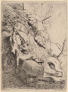 La Petite Chasse au Lion (avec un Lion) - Rembrandt van Rijn