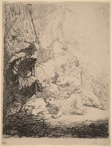 La chasse au petit lion (avec deux lions) - Rembrandt van Rijn