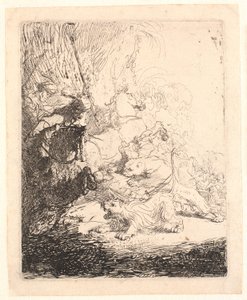 La petite chasse au lion (avec deux lions) - Rembrandt van Rijn