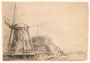 Le moulin à vent - Rembrandt van Rijn